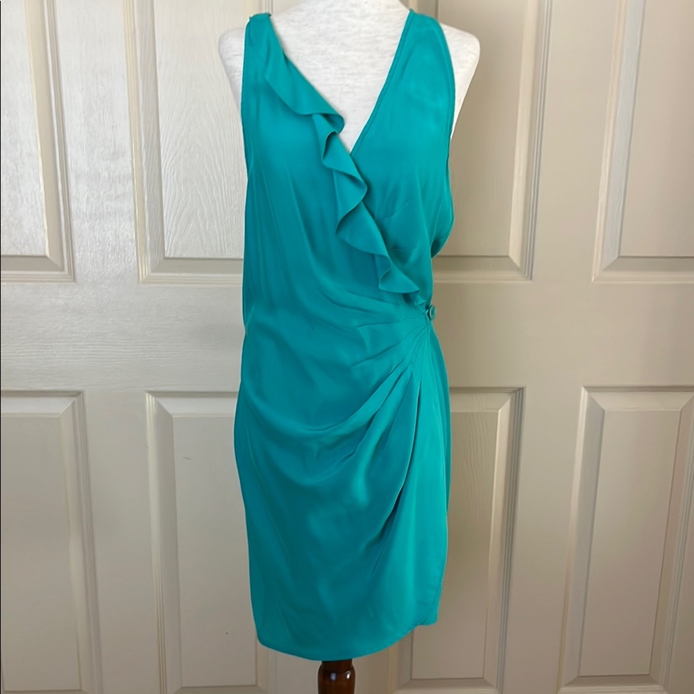 Parker Elegant Silk Teal Dress